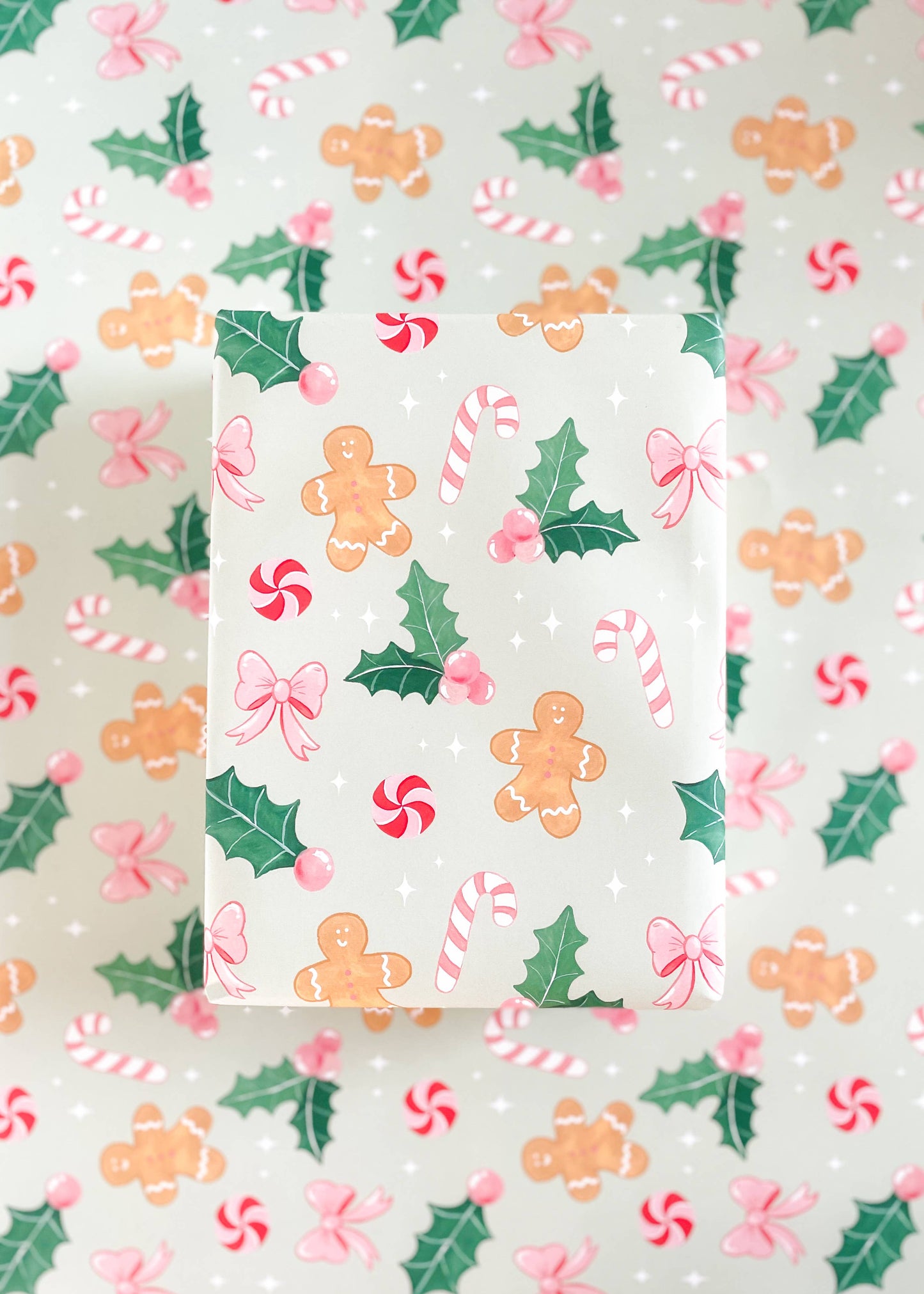 Gingerbread Cheer Holiday Wrapping Paper - 3 sheet roll