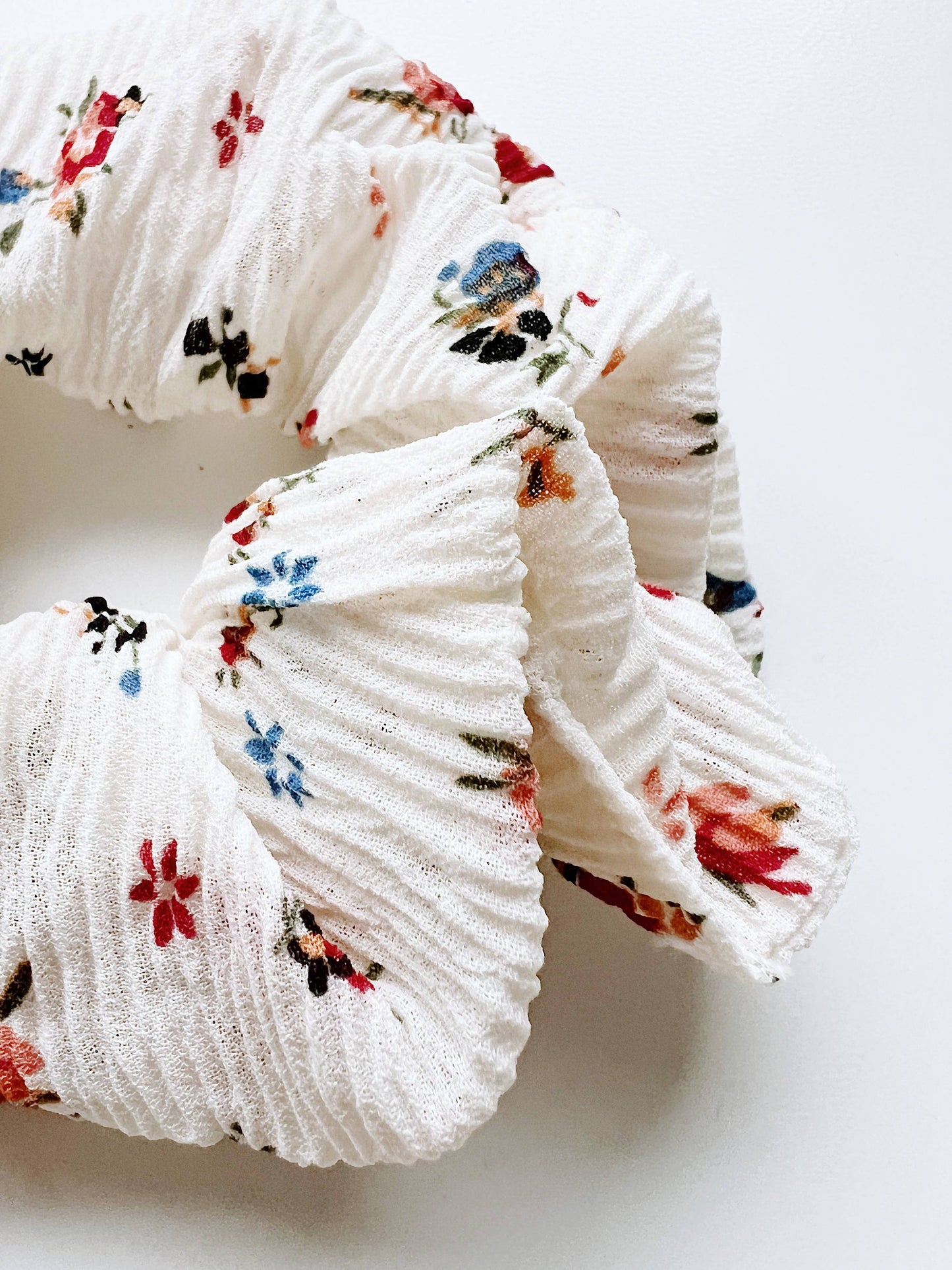 pleated floral scrunchie