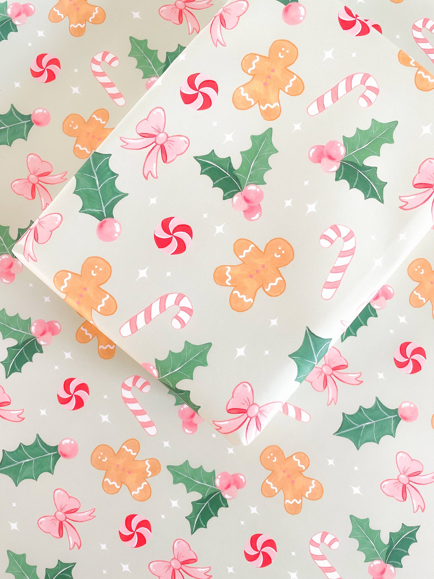Gingerbread Cheer Holiday Wrapping Paper - 3 sheet roll