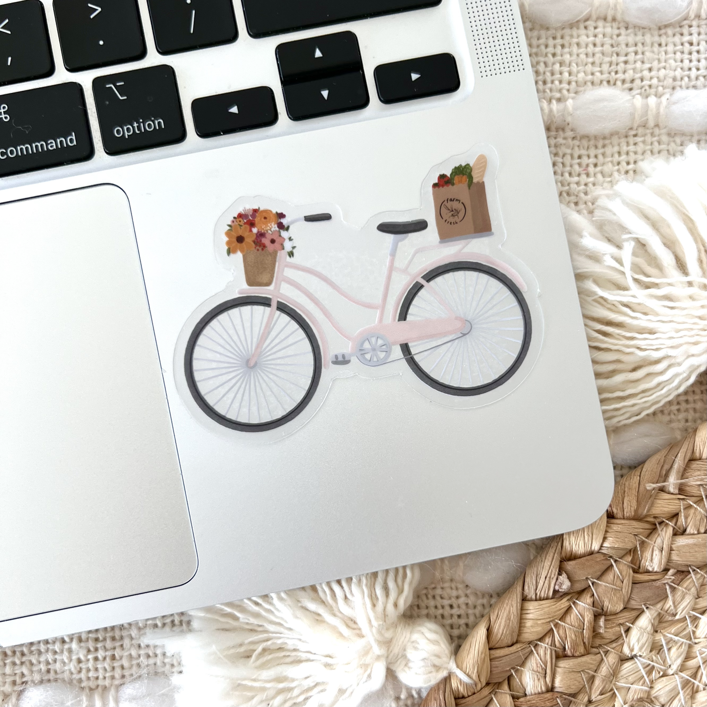 Clear Pink Bicycle Sticker, 3 in. x 2.1 in.