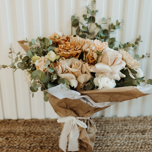 Romantic & Neutral Wrapped Bouquet