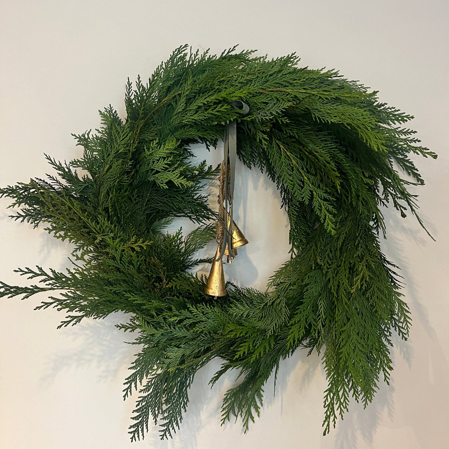 Cedar Wreath with Gold Bells