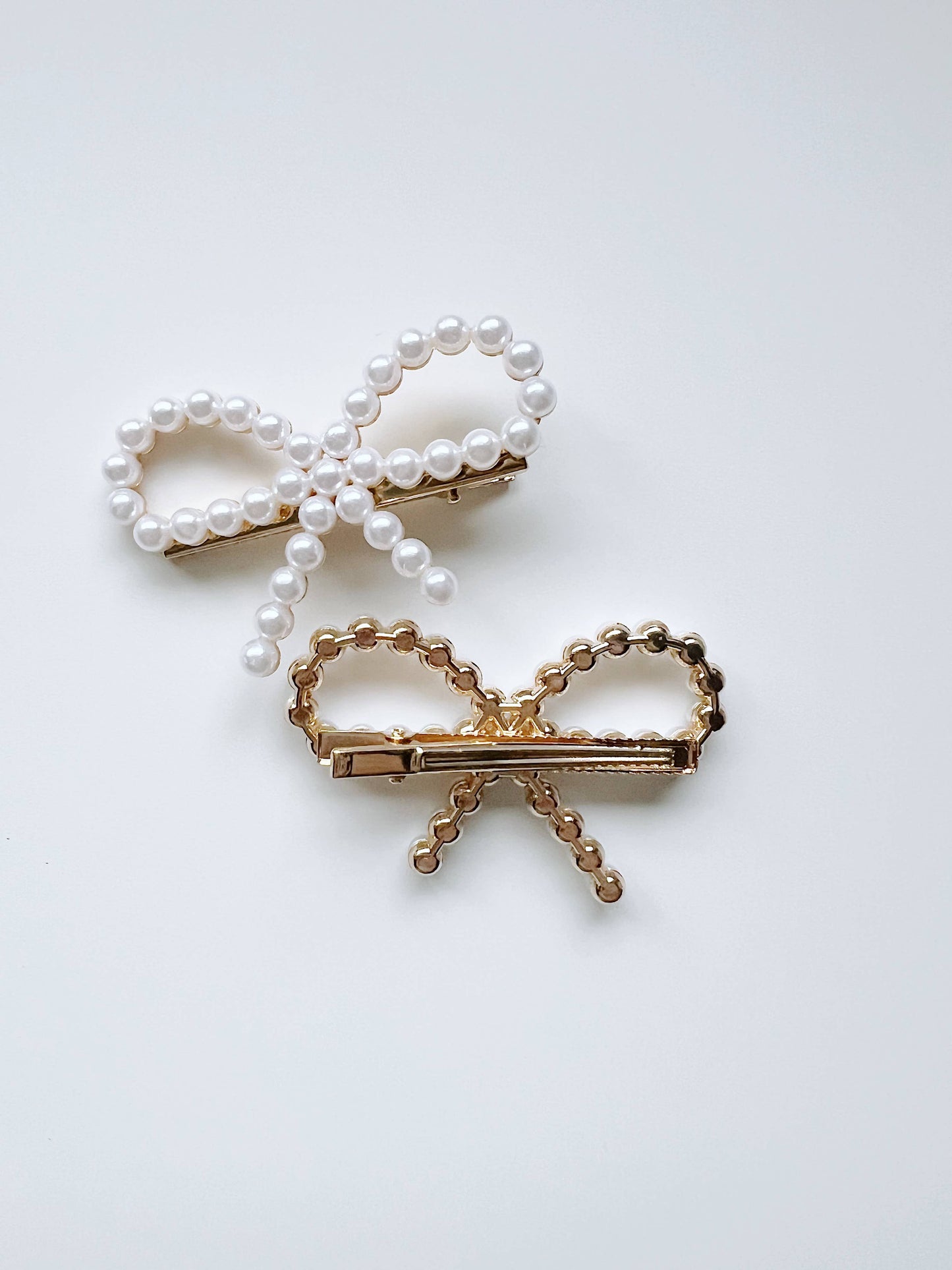 pearl bow hair clips