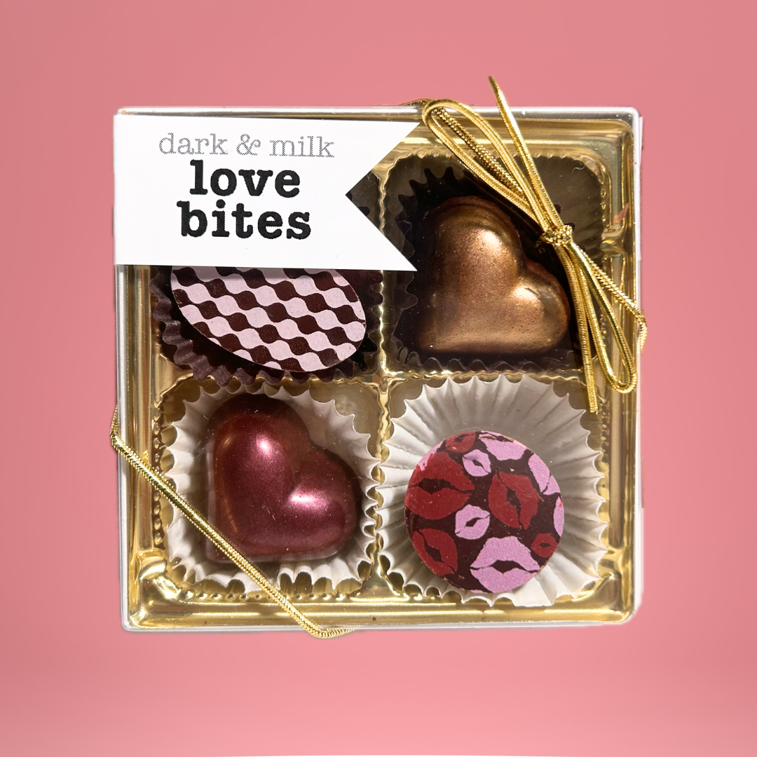 Love bites - 4pc Dark & Milk Valentine's Day Chocolates