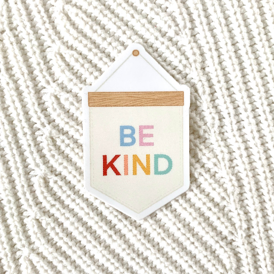Be Kind Banner Sticker, 3x1.75in