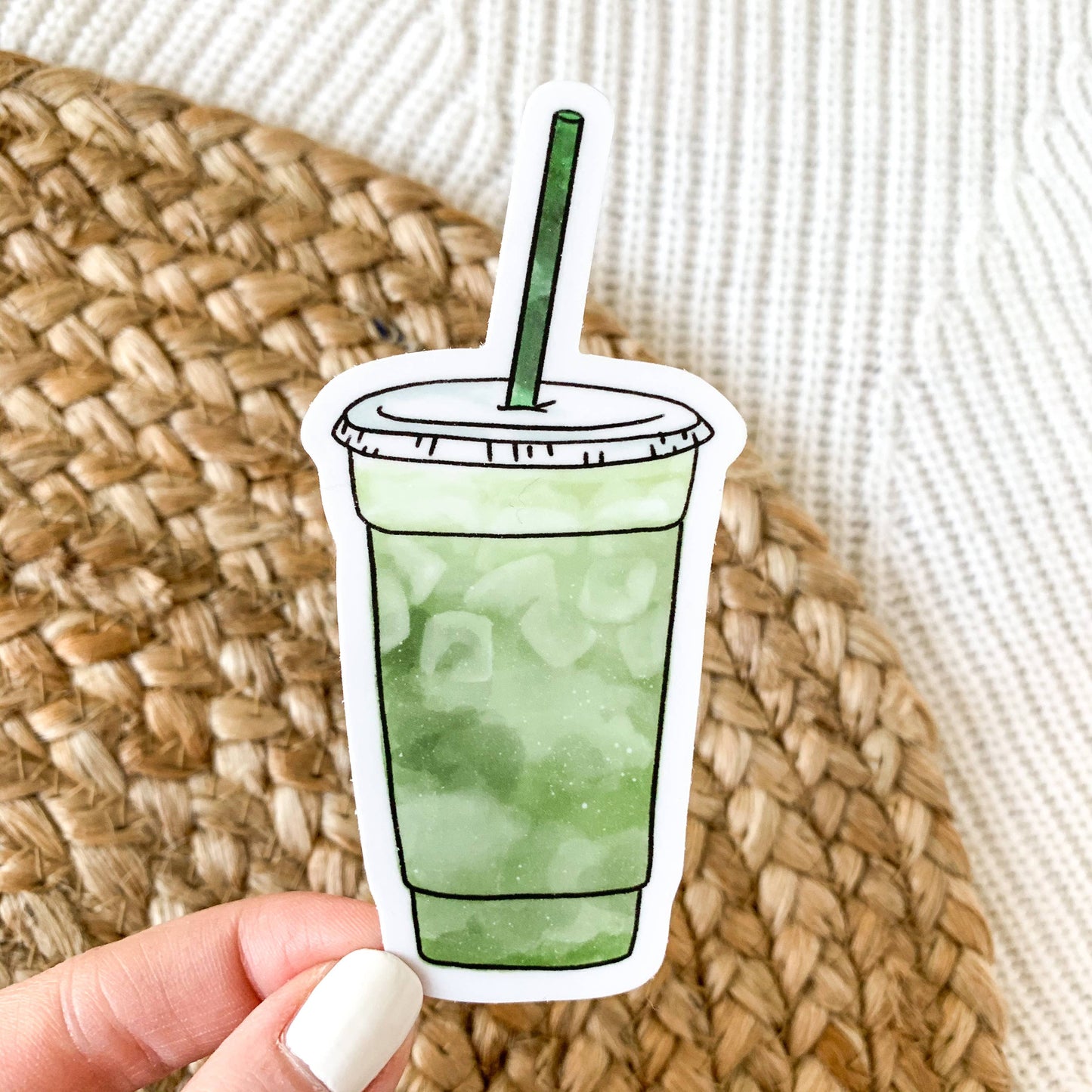 Matcha Green Tea Latte Cup Sticker 4x2in